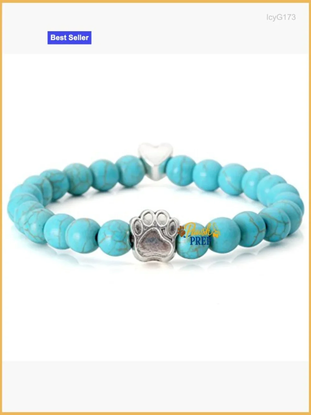 4pc Stretch Bracelet Set with Healing Crystals and Paw Charm